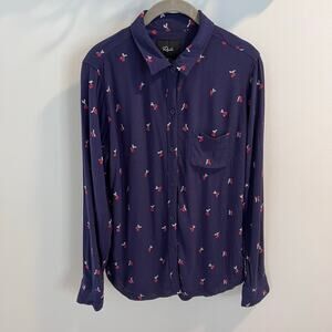 Rails Kate Navy Cherry Patterned Button Down Shirt Size S